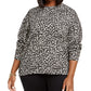 Suéter feminino Michael Kors Plus com estampa de leopardo e jacquard - Preto, tamanho 2XL