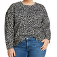 Suéter feminino Michael Kors Plus com estampa de leopardo e jacquard - Preto, tamanho 2XL