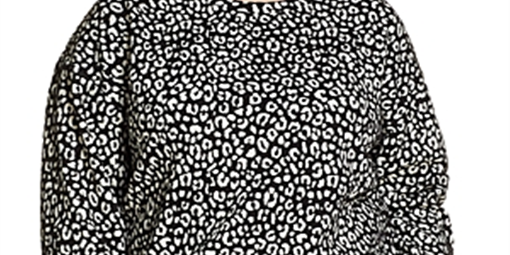 Suéter feminino Michael Kors Plus com estampa de leopardo e jacquard - Preto, tamanho 2XL