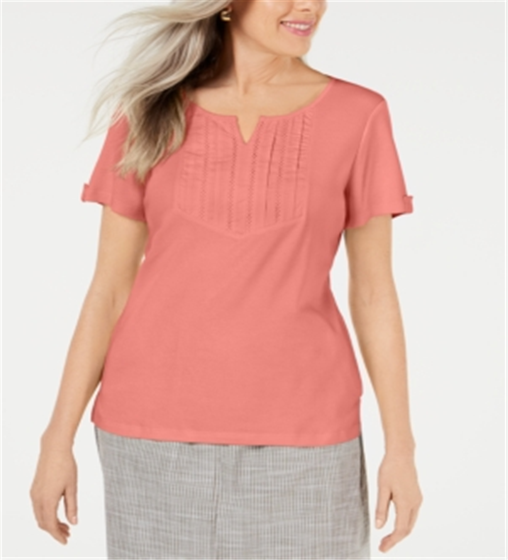Karen Scott Blusa Feminina Gola Alta Rosa Tamanho XS