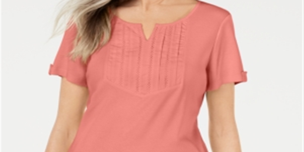 Karen Scott Blusa Feminina Gola Alta Rosa Tamanho XS