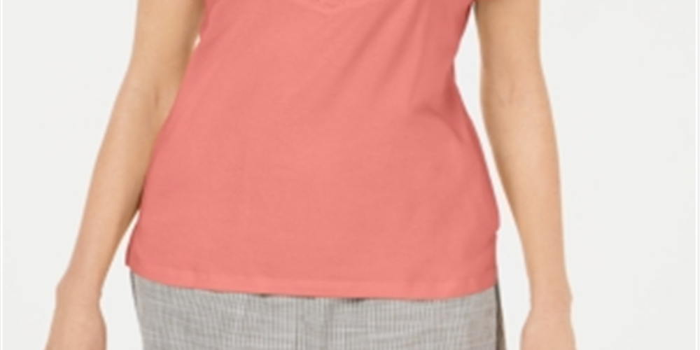 Karen Scott Blusa Feminina Gola Alta Rosa Tamanho XS
