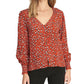 Blusa feminina Sanctuary Noelle com manga franzida, vermelha, tamanho XXS