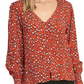 Blusa feminina Sanctuary Noelle com manga franzida, vermelha, tamanho XXS