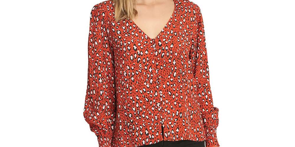 Blusa feminina Sanctuary Noelle com manga franzida, vermelha, tamanho XXS