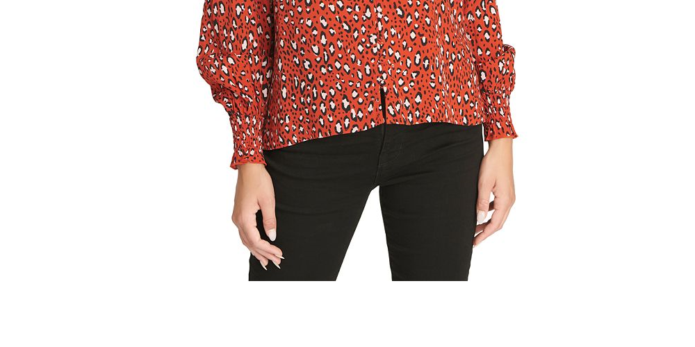 Blusa feminina Sanctuary Noelle com manga franzida, vermelha, tamanho XXS