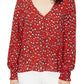 Blusa feminina Sanctuary Noelle com manga franzida, vermelha, tamanho XXS
