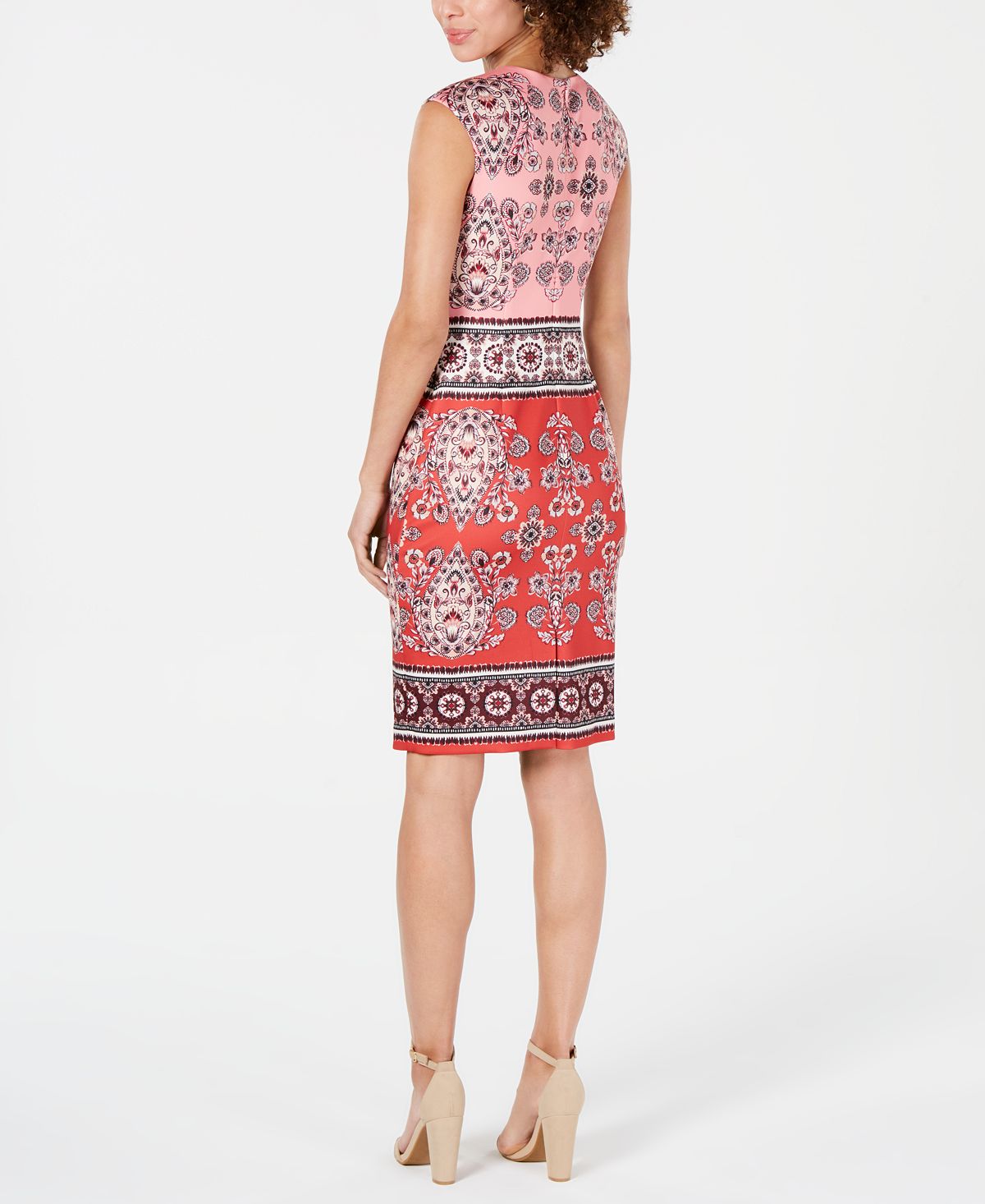 Vestido feminino Vince Camuto Scuba Sheath Laranja Tamanho 4