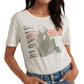 Camiseta feminina listrada Lucky Brand Blondie, branca, tamanho P