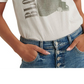 Camiseta feminina listrada Lucky Brand Blondie, branca, tamanho P