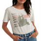 Camiseta feminina listrada Lucky Brand Blondie, branca, tamanho P
