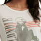 Camiseta feminina listrada Lucky Brand Blondie, branca, tamanho P