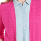 Cardigan feminino com frente aberta em Pointelle, rosa, tamanho X-S