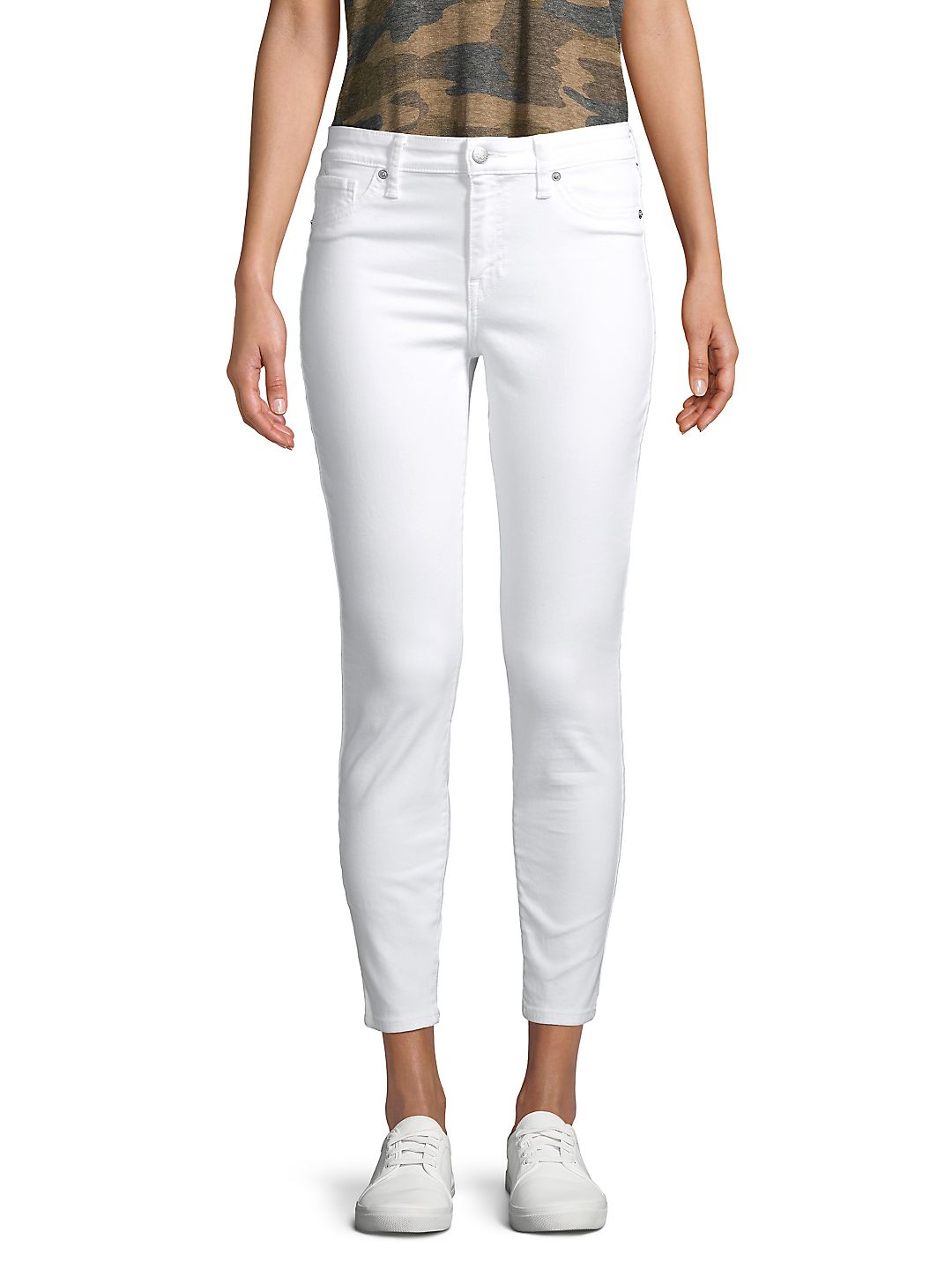 Calça jeans skinny capri feminina Lucky Brand Ava, branca, tamanho 27