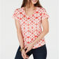 Camiseta feminina estampada de algodão estilo &amp; co, vermelha, tamanho pequeno, extrapequeno
