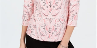 Charter Club Top feminino estampado com botões e botões de algodão Pima, tamanho pequeno e médio