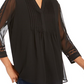 Blusa feminina Charter Club de malha lisa com pregas - preta, tamanho P