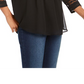 Blusa feminina Charter Club de malha lisa com pregas - preta, tamanho P