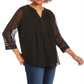 Blusa feminina Charter Club de malha lisa com pregas - preta, tamanho P