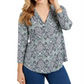 Top feminino estampado com decote em V, verde, tamanho 2X
