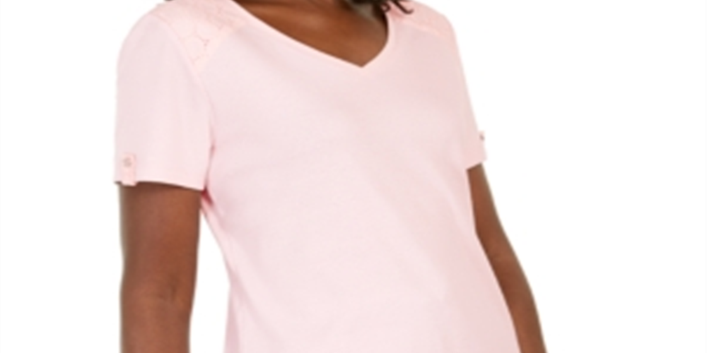 Karen Scott Blusa Feminina com Ombros Abertos e Decote em V Rosa Tamanho XS