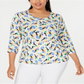Blusa feminina estampada plus size jacquard branca tamanho 0X da coleção JM