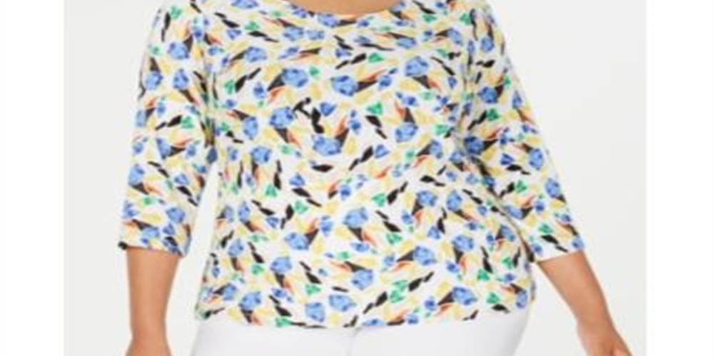 Blusa feminina estampada plus size jacquard branca tamanho 0X da coleção JM