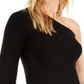 Suéter feminino Bar III com um ombro só e manga volumosa, preto, tamanho grande