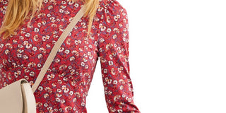 Vestido curto vermelho de manga comprida feminino Free People, tamanho P