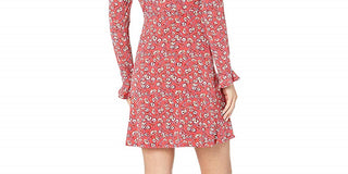 Vestido curto vermelho de manga comprida feminino Free People, tamanho P