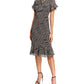 Vestido feminino Michael Kors com babados e amarração na cintura, preto, tamanho 2XL