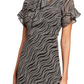Vestido feminino Michael Kors com babados e amarração na cintura, preto, tamanho 2XL