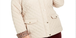 Jaqueta acolchoada feminina Charter Club marrom tamanho 3X