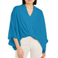 Blusa feminina Alfani Island Oasis com manga morcego, azul, tamanho pequeno