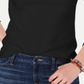 Camiseta feminina Tommy Hilfiger de algodão com manga comprida e bandeira, preta, tamanho XS