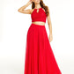 Top de renda brilhante e saia longa de chiffon City Studios Junior, 2 peças, vermelho, tamanho 9