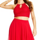 Top de renda brilhante e saia longa de chiffon City Studios Junior, 2 peças, vermelho, tamanho 9