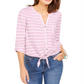 Blusa feminina estampada com amarração frontal, rosa, tamanho pequeno, estilo &amp; co