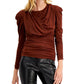 Blusa feminina franzida INC International Concepts, roxa, tamanho pequeno