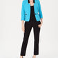 Le Suit Feminino Gola Xale Terno Azul Tamanho 2 Petite
