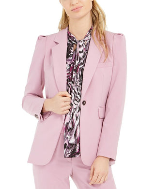 Blazer feminino Bar III com ombros bufantes e um botão, rosa, tamanho 4