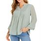 Blusa feminina Charter Club com babados duplos texturizados e franzidos, tamanho regular e pequeno, verde, tamanho XL