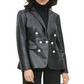Calvin Klein Blazer Feminino de Couro Sintético com Botões Preto Tamanho 2
