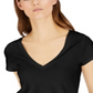 Camiseta feminina com decote em V da INC International Concepts, preta, tamanho médio