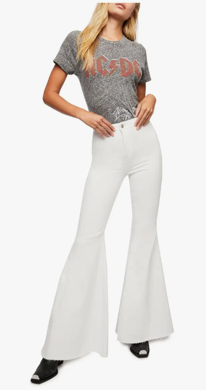 Calça jeans flare feminina Just Float on Flare da Free People, branca, tamanho 26