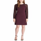 Vestido evasê com manga de renda Tommy Hilfiger feminino, vinho, tamanho 10