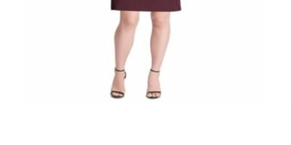 Vestido evasê com manga de renda Tommy Hilfiger feminino, vinho, tamanho 10