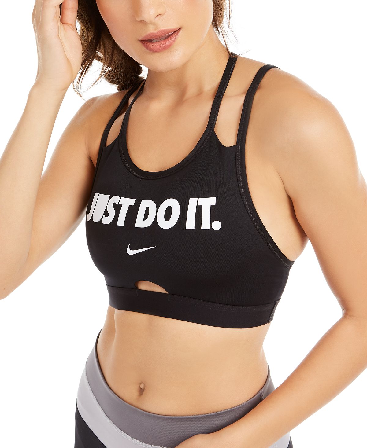 Sutiã esportivo Nike Dri Fit Just Do It Mid Impact feminino, preto, tamanho X-Large