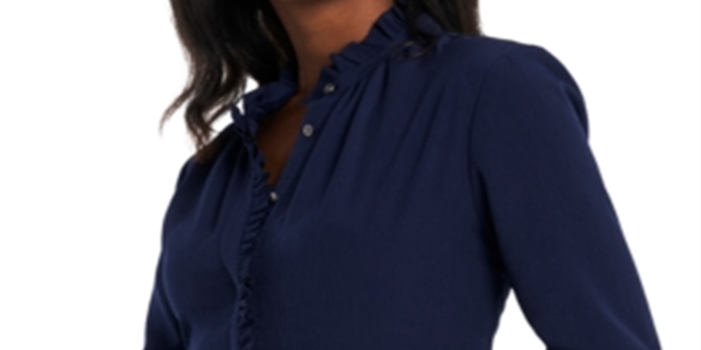 Blusa feminina Riley &amp; Rae com babados e acabamento em babados, tamanho pequeno, azul