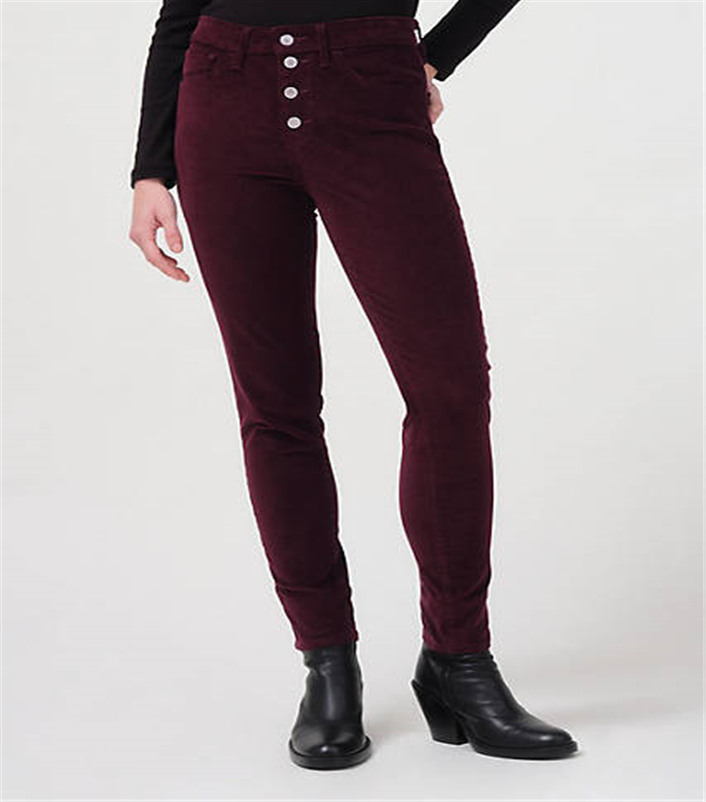 Calça skinny Levi's 721 de veludo cotelê de cintura alta feminina, vermelha, tamanho 28x30
